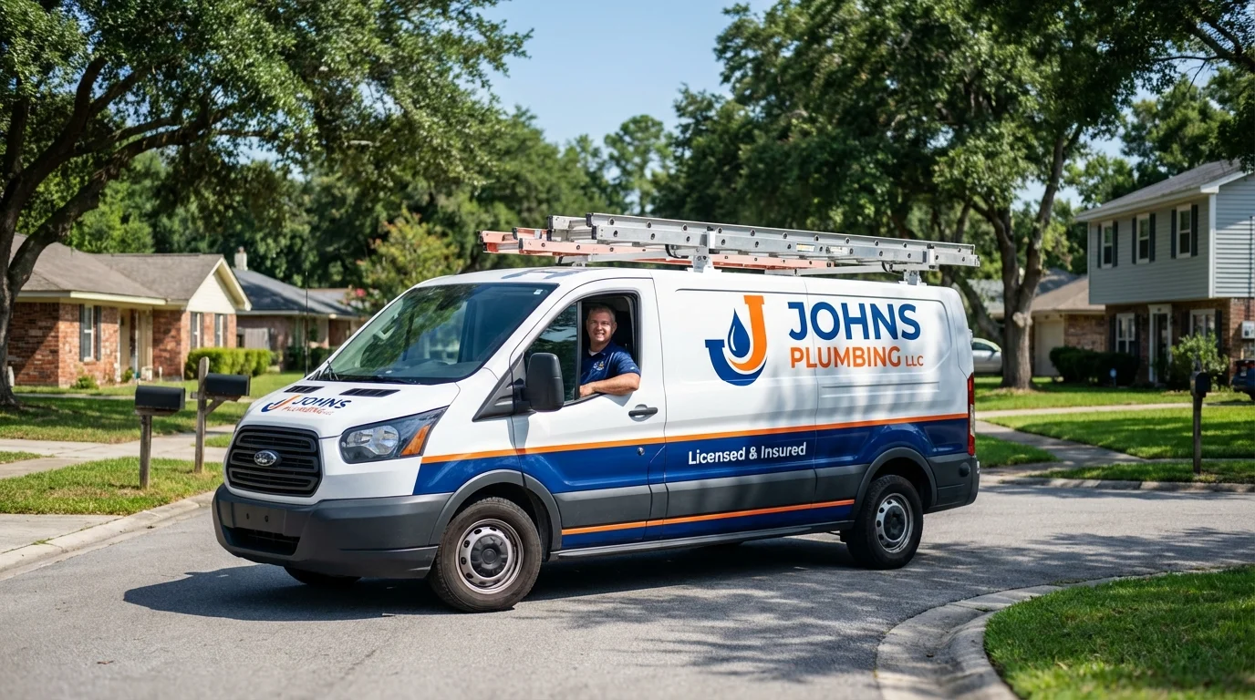Johns Plumbing LLC service van in Parkville, MD