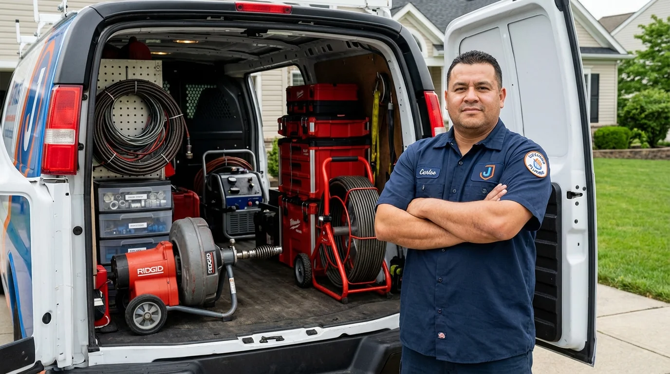 Professional drain cleaning equipment and Johns Plumbing LLC plumber in Parkville