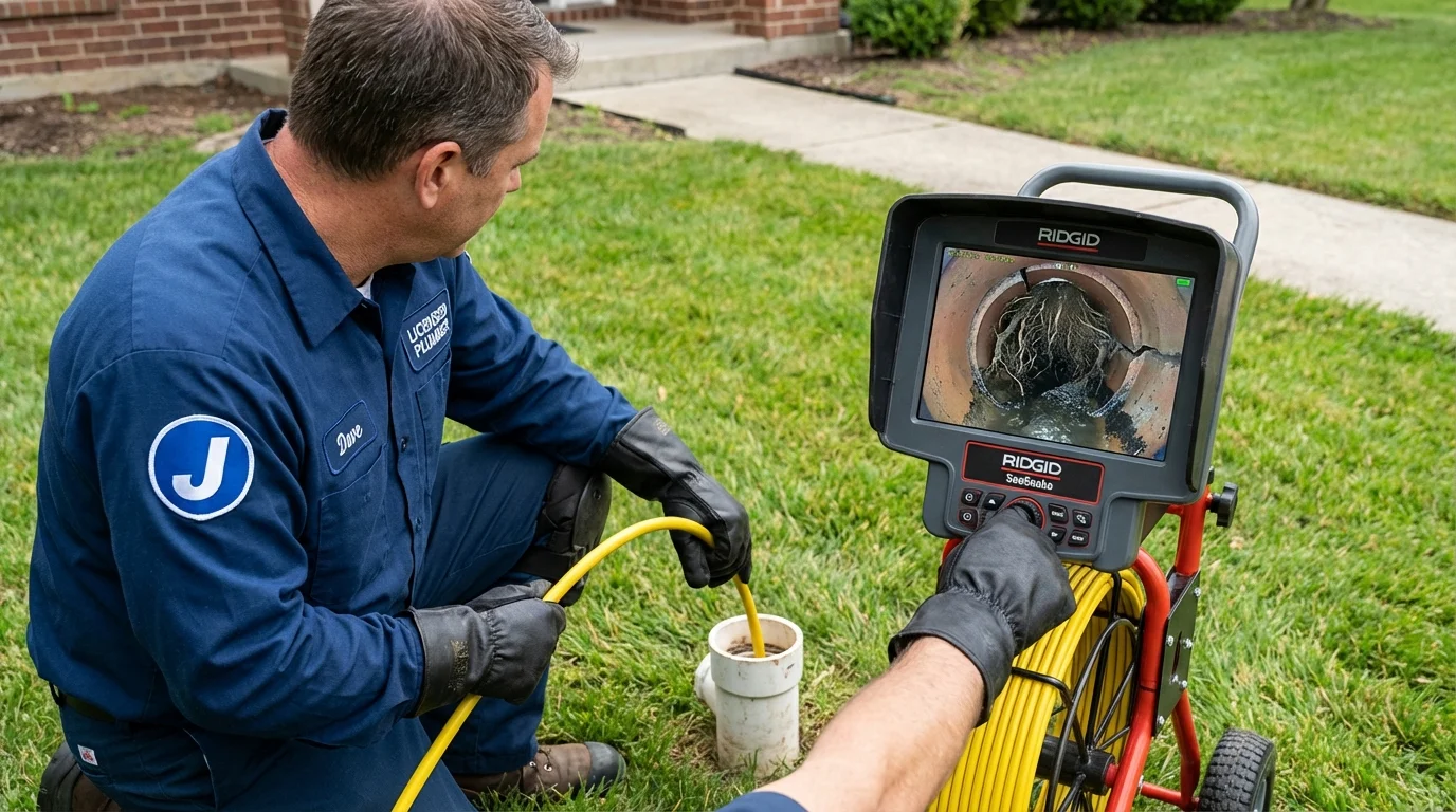 Sewer camera inspection being performed by Johns Plumbing LLC in Parkville