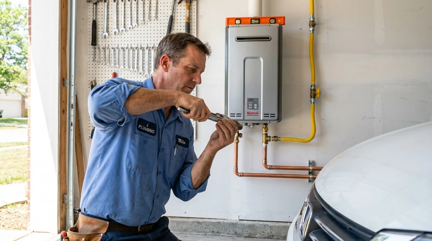 Tankless water heater installation by a Johns Plumbing LLC plumber in Parkville